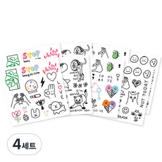 指甲樹面具紋身貼紙 4 x 2p 套裝, 4組, 混色