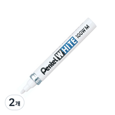 Pentel 飛龍文具 麥克筆 中 2.5mm 100W-M, 白色, 2個