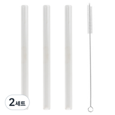 KITCHENCHOIS 直式耐熱強化玻璃珍珠奶茶透明吸管3入 + 清潔刷組, 2套