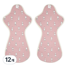 eechae 一體成型特級夜用棉質衛生棉 粉紅色, 1入, 12個, 夜用加長型