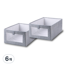 Living Sunday 布料單色生活收納箱, 灰色, 6個