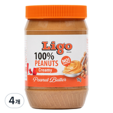 리고 100% 땅콩버터 크리미, 1kg, 4개