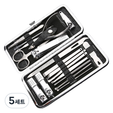 多合一指甲剪19件+收納盒套組, 黑色, 5套