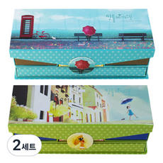 미소로 민들레여행 서랍지함필통 2p, 하늘, 연두, 2세트