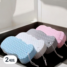 前程似錦 海綿搓澡巾 4件組, 2套, 白色 + 藍色 + 灰色 + 粉紅色