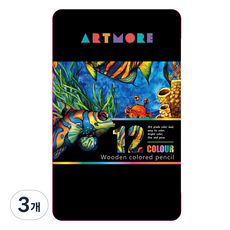 아트모아 전문가용 색연필 틴케이스, 12색, 3개