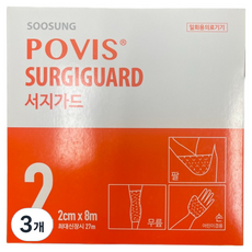 POVIS 서지가드 신축성 망붕대 2호 2cm x 8m, 1롤, 3개