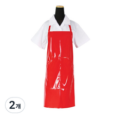 A&G 單面塗層亮光防水口袋圍裙 小號, 紅色, 2個
