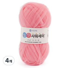 연일섬유 웰빙 샤워 세미 뜨개실 100g, 23 피치핑크, 4개