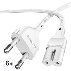 코드웨이 국산 AC 8자코드 전원케이블 화이트, 6개, 1.2m