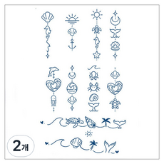 gelluna 半永久 字母 椰子樹 愛心 花朵 貓咪 紋身 漢娜 刺青貼紙, 2個, T-280