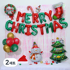 피앤비유니티 크리스마스 풍선세트 모음, 2세트, 38 눈사람 + 트리