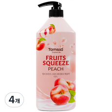 탐사 후르츠 스퀴즈 바디워시 복숭아, 4개, 1.2L