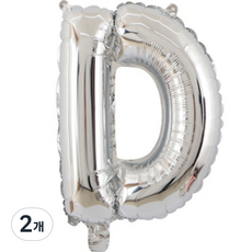 팡파티 레터링 알파벳 풍선 D 40cm, 실버, 2개