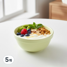 리빙메이트 국산 멜라민 브런치 식판볼, 파스텔 연두, 5개