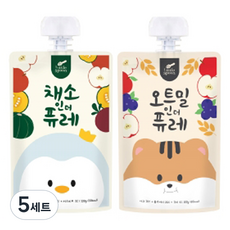 리틀스푼 채소 인더 퓨레 100g + 오트밀 인더 퓨레 100g 세트, 5세트