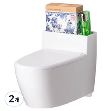 솔미온 변기모양 수납 가능 부착용 재떨이, 화이트, 2개