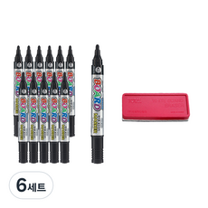 Dong-A Culture Board Marker 12p + Board Marker Eraser 文具套裝, 黑色（板標記）, 6組