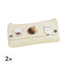 可愛徽章筆袋, 白色, 2個