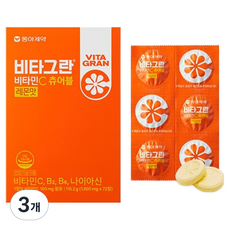 비타그란 동아제약 비타민C 츄어블 레몬맛, 72정, 3개