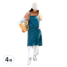 IAMPANDA 亞麻棉連身圍裙, 深綠色, 4個