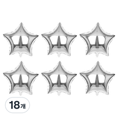 파티짱 별 은박 풍선 소, 실버, 18개