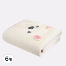 원이네 보들보들 귀여운 바스타월 극세사, 화이트, 6개