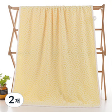Woni's 經典格紋浴巾, 2個, 黃色