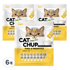캣찹 프리바이오틱스 고양이 간식, 참치, 140g, 6개