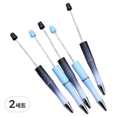 Bidangil Gradin 裝飾串珠原子筆 黑色3入 + 天空藍2入 組