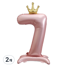 Second Best 皇冠站立式數字派對氣球 100cm, 2個, 粉色數字7