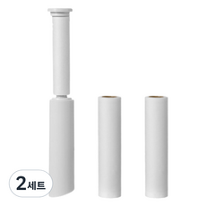 LIVFIN 攜帶式迷你除塵滾輪 白色 本體 + 補充裝2入組, 2套