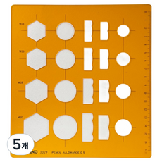 KORING 模板 螺栓螺帽標準圖形尺 190 x 173 mm K-302, 5個, 單一顏色
