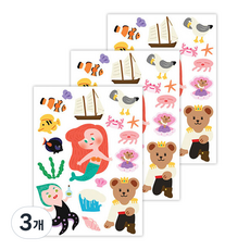 세컨드맨션 쥬시베어 동화 리무버 스티커, 인어공주, 3개