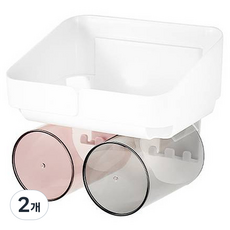 Saenghwalgongsik 免鑽孔黏貼式多功能牙刷架, 2個, 白色