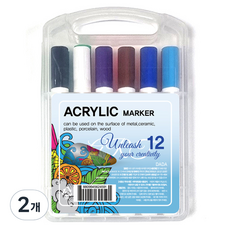 다다 삼각 수성 아크릴 다용도 마카펜, 12색, 2개