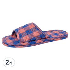 knock-knock 三層緩衝靜音格紋室內拖鞋, 2個, 粉色格紋