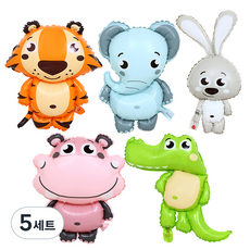 Tiger and Friends 動物氣球 5 件套, 5組, 老虎、兔子、大象、河馬、鱷魚