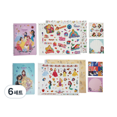 迪士尼公主貼紙組 A款 + B款 套組, 混合顏色, 6套