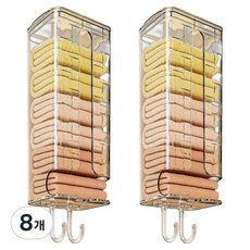 居家生活 毛巾收納掛環支架 浴室層架, 8個, 透明