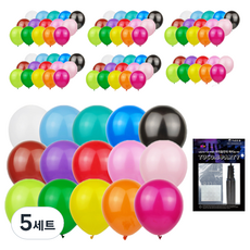 투코비 30cm 캔디칼라 라운드 풍선 100p + 손펌프 + 고정테이프 세트, 혼합색상, 5세트