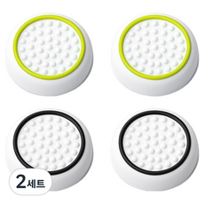 SPACE SHIELD 任天堂 Switch 2 Joy-Con 相容 白色線條浮雕矽膠搖桿帽 2款 x 2入, 2套, 白萊姆, 白黑色, 單一商品