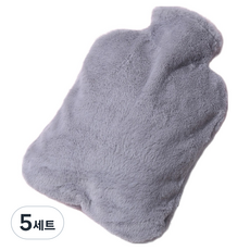 해피앤굿 부드러운 보온물주머니 1000ml + 토끼 커버 + 보온팩 세트 그레이, 5세트