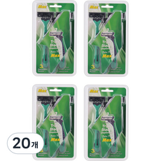 드위트리 MAX 3단 일회용 면도기 그린, 3개입, 20개