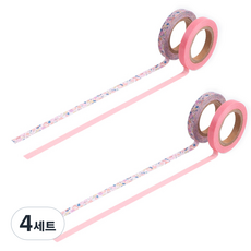 RIHOON 粉色花朵紙膠帶 6mm 2捲入, 粉百合，粉紅色, 4組