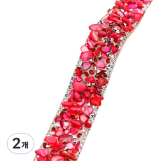 Misoroun 珠寶水鑽裝飾貼紙 3cm, 紅色線條, 2個