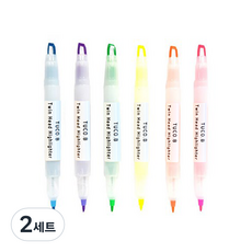 TUCO.B 雙頭透明螢光筆 6色組, 紫色, 粉紅色, 黃色, 橘色, 淺綠色, 天藍色, 12個