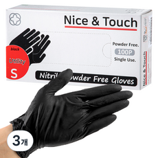 나이스앤터치 니트릴장갑 S, 블랙, 소(S), 3개