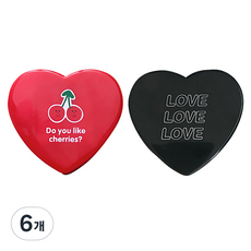 알럽뷰 하트모양 유니크 렌즈 케이스, 레드, 블랙, 6개
