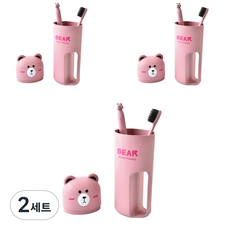 EVER HOUSE 小熊牙刷盒3入 + 牙刷6入組, 2套